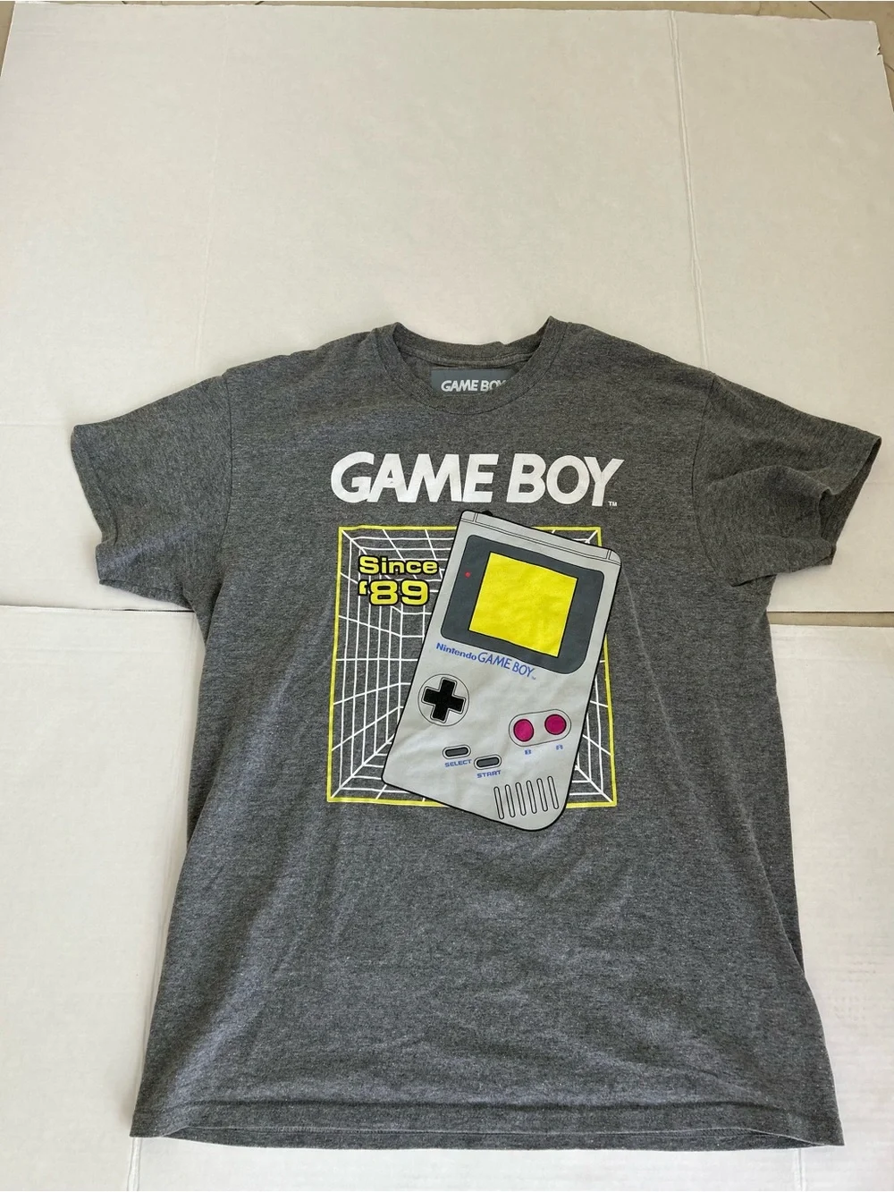 Gray Graphic Tee with Retro Console Print Medium